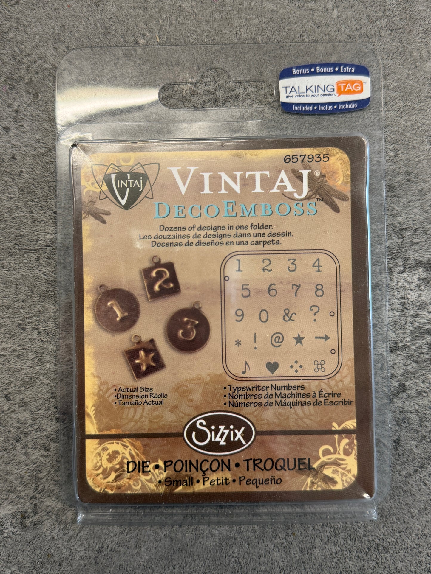 Deco Emboss, Typewriter Numbers - 1pc