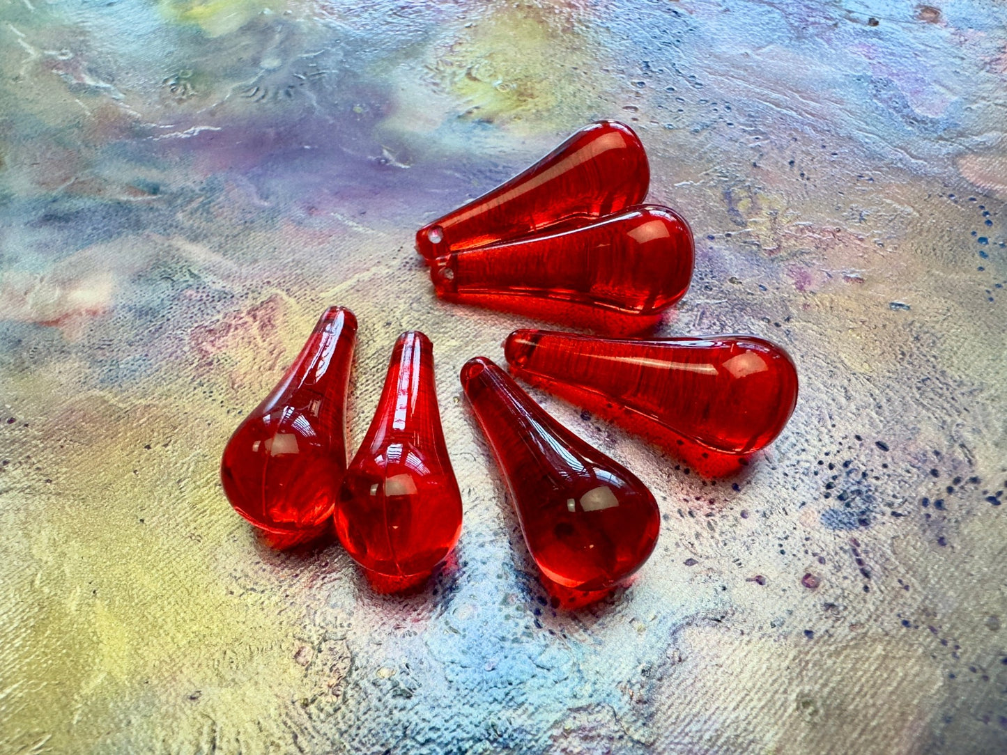 6 pcs, 25mm Red Lucite Drop - BULK UP - Vintaj Design - 1/22/25 - Vintaj Live Shop