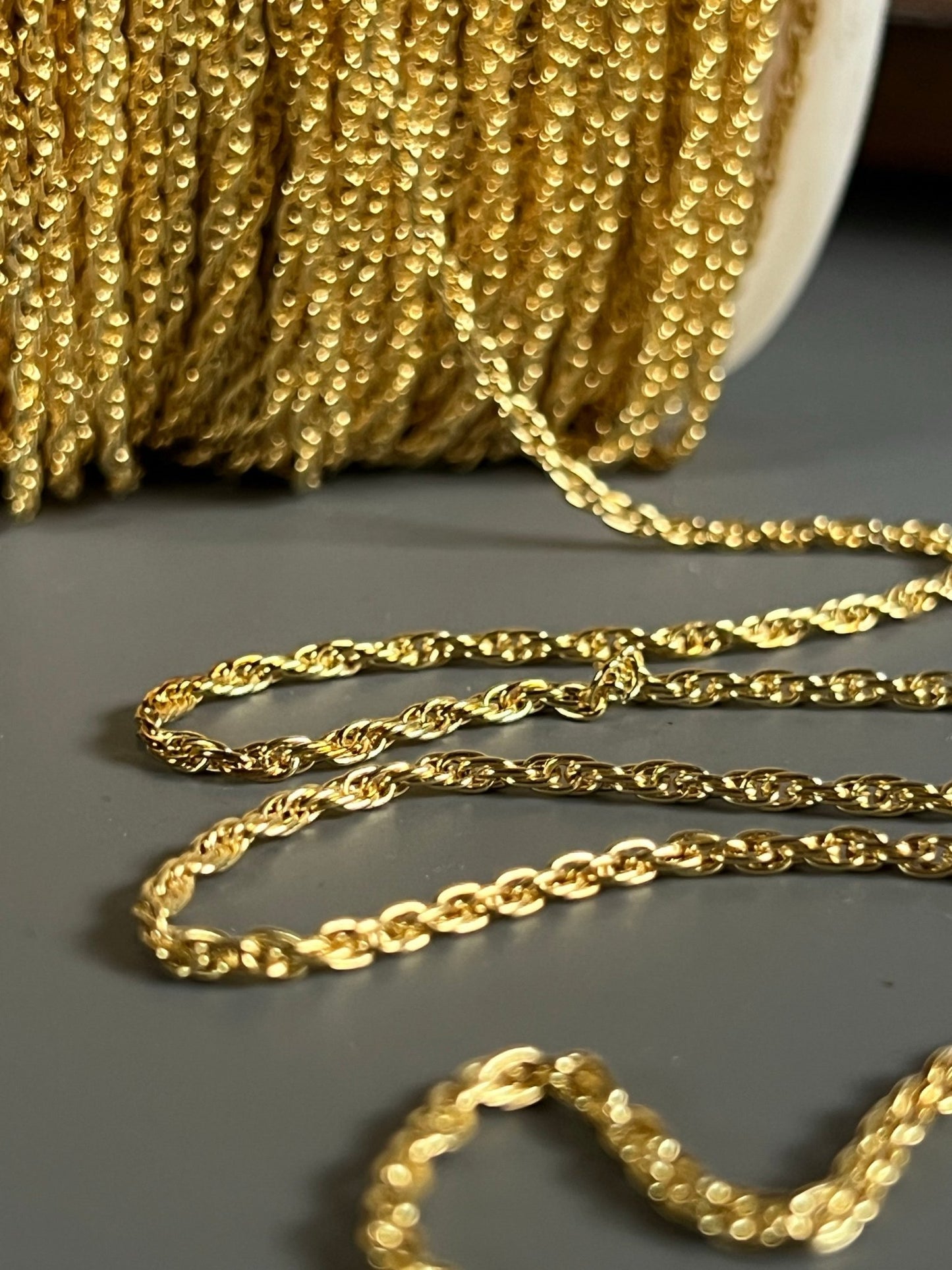 Lt Rope Chain Spool - 10K Gold - 25ft - WH - Vintaj Live Shop