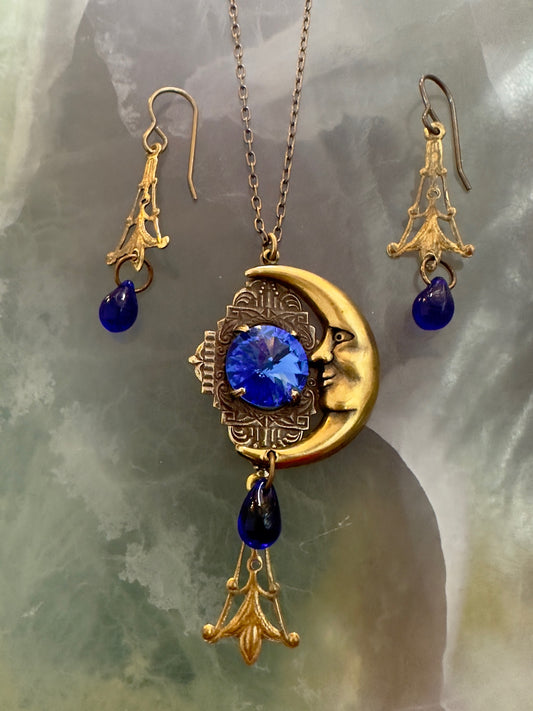 Vintaj Live Shop - 3/1/24 - BMNEK - Blue Moon Complete Necklace Earrings Kit