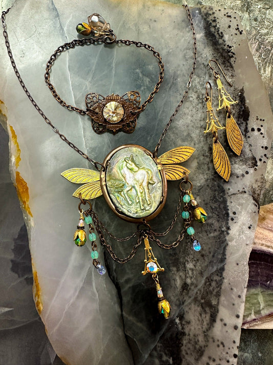 Fairy Unicorn Necklace Bracelet Earrings Complete Kit - Vintage Design -“ 4/17 - Vintaj Live Shop