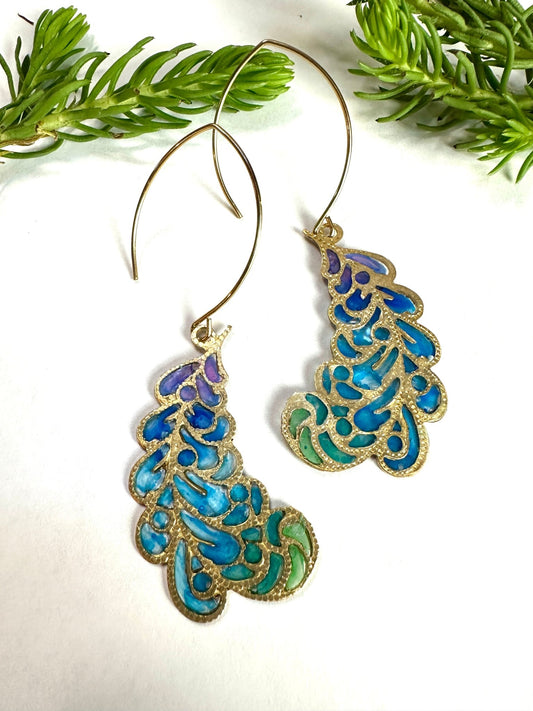 Stained Glass Plume Earrings - Ainsley - NMAH - Artisan Market - Vintaj Live Shop