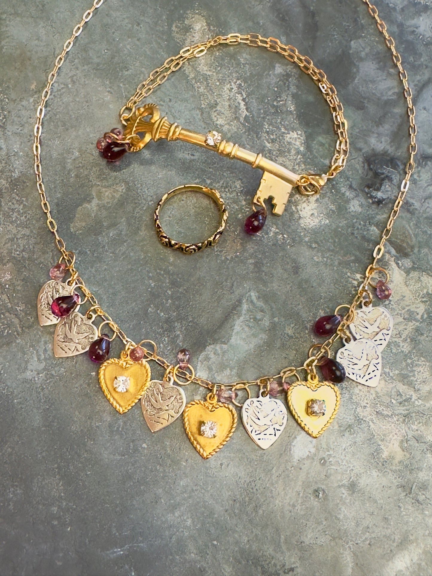 Charmed Hearts Necklace Bracelet Ring Kit - Vintaj Design - 1/22/25