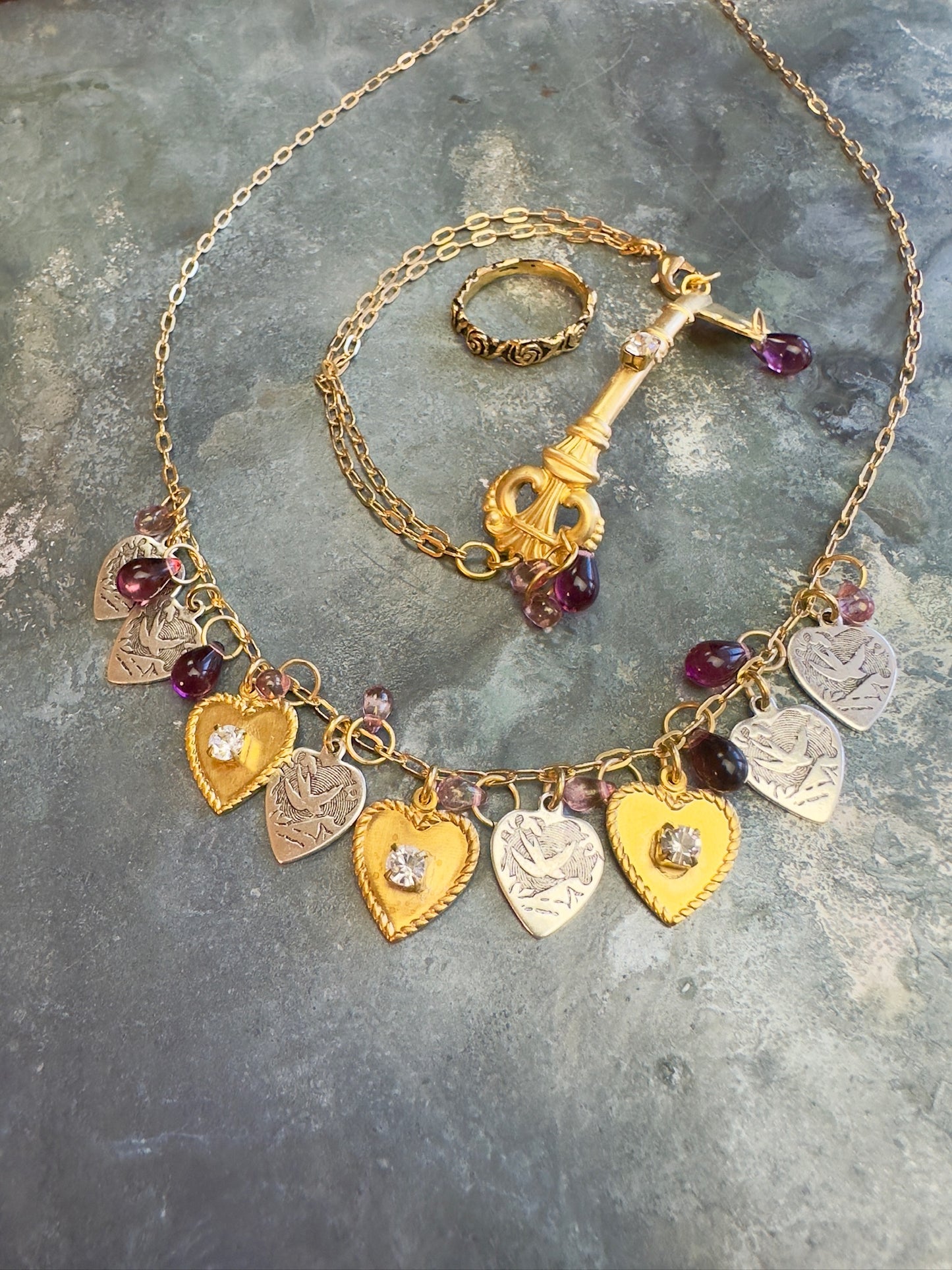 Charmed Hearts Necklace Bracelet Ring Kit - Vintaj Design - 1/22/25