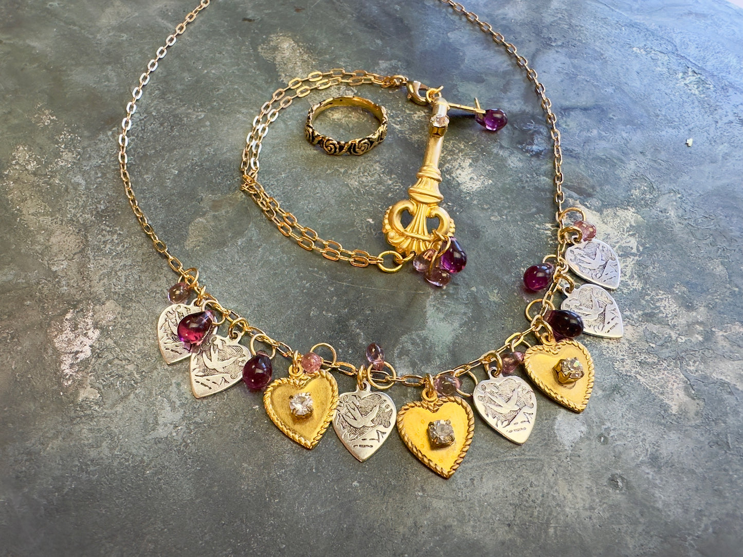 Charmed Hearts Necklace Bracelet Ring Kit - Vintaj Design - 1/22/25