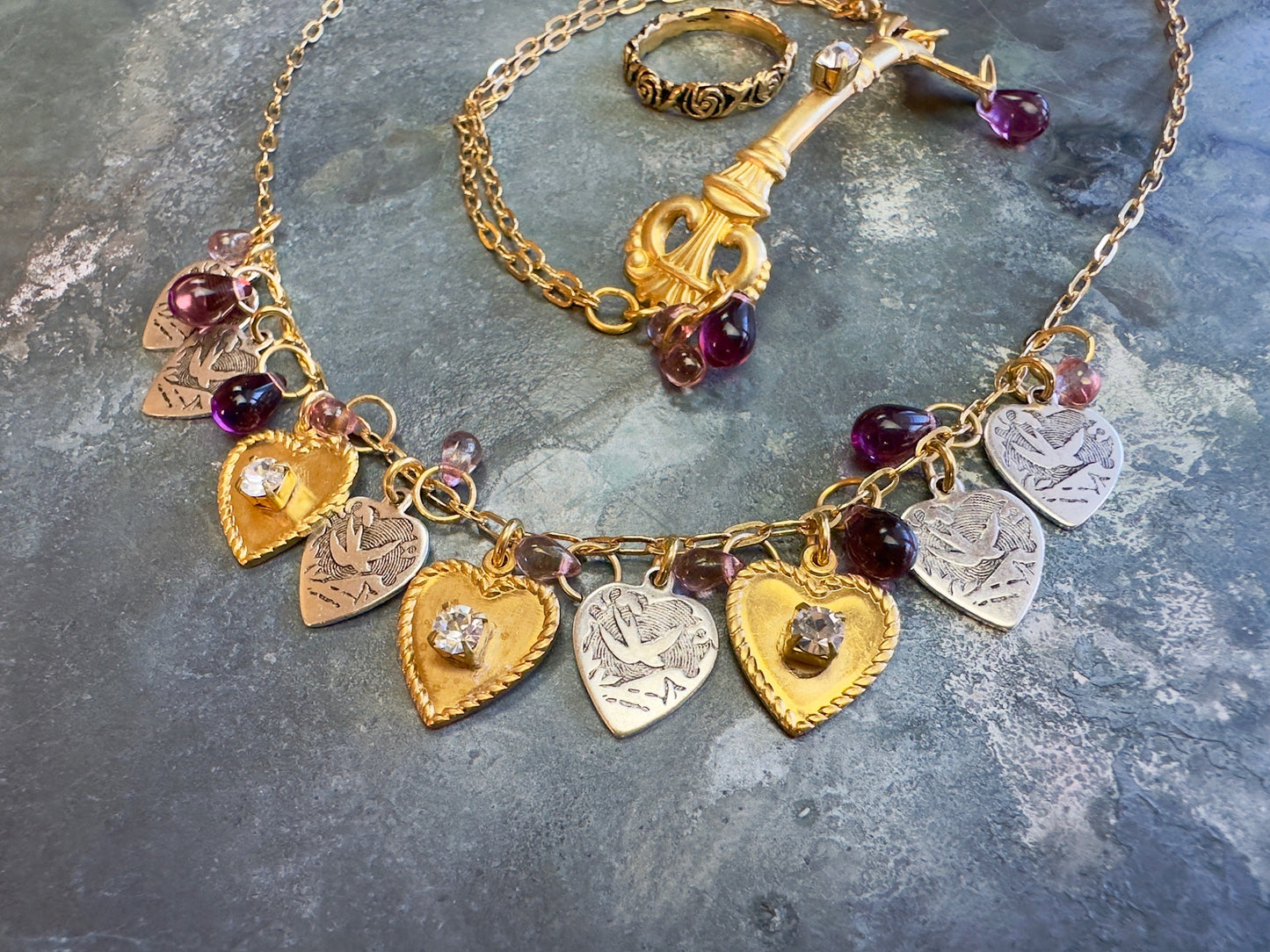 Charmed Hearts Necklace Bracelet Ring Kit - Vintaj Design - 1/22/25