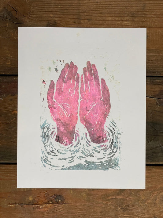 Healing Hands Pink Wood Block Hand Printed - Wildsong Studio - NMWS - Night Market - Wednesday 8/14/24 - Vintaj Live Shop