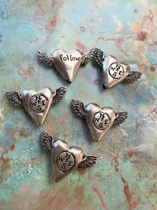 August "BULK UP" Days - Follow Heart 5 Pcs Pendants - Vintaj - 8/21 - Vintaj Live Shop