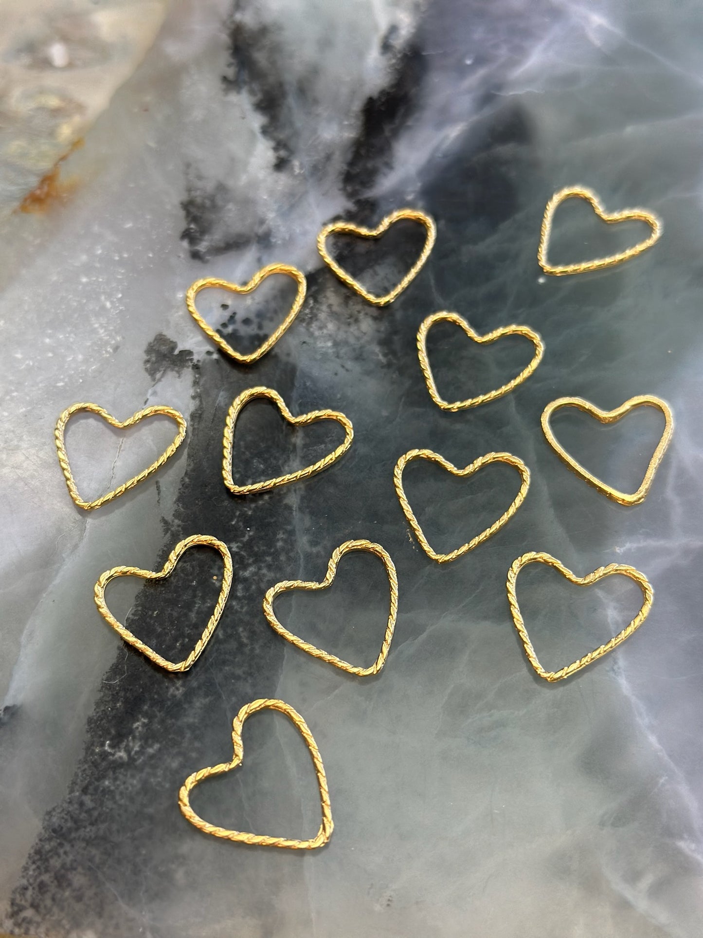 12 pcs Roped Open Heart Charm - BULK UP- Vintaj Design - 12/23/24