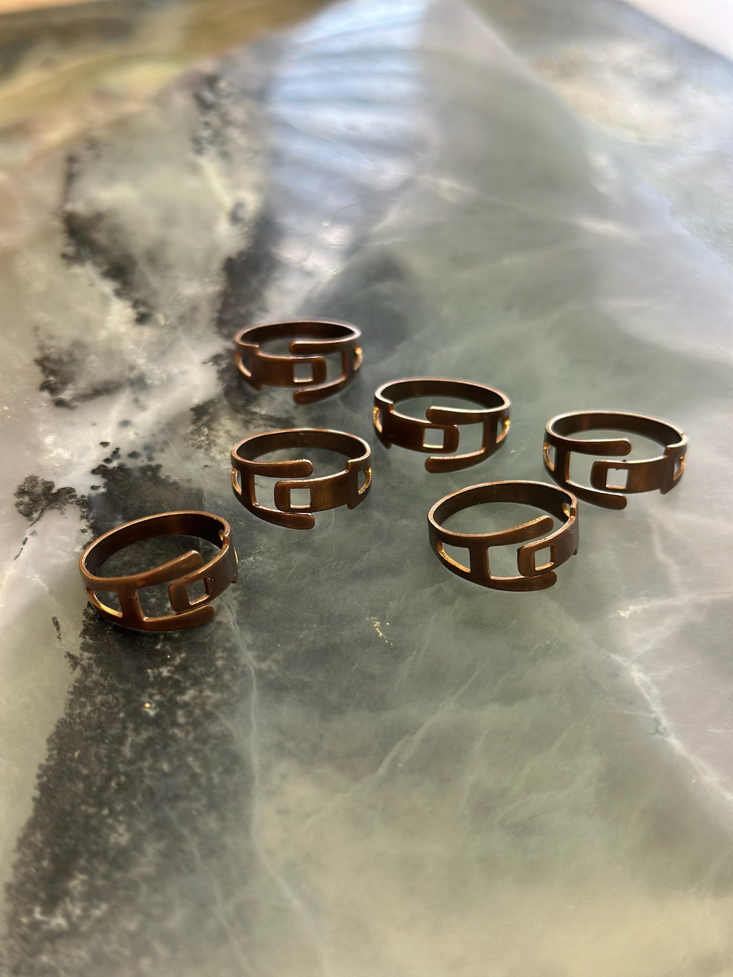 6 pcs Adjustable Deco Rings - BULK UP - Vintaj Design - 12/23/24