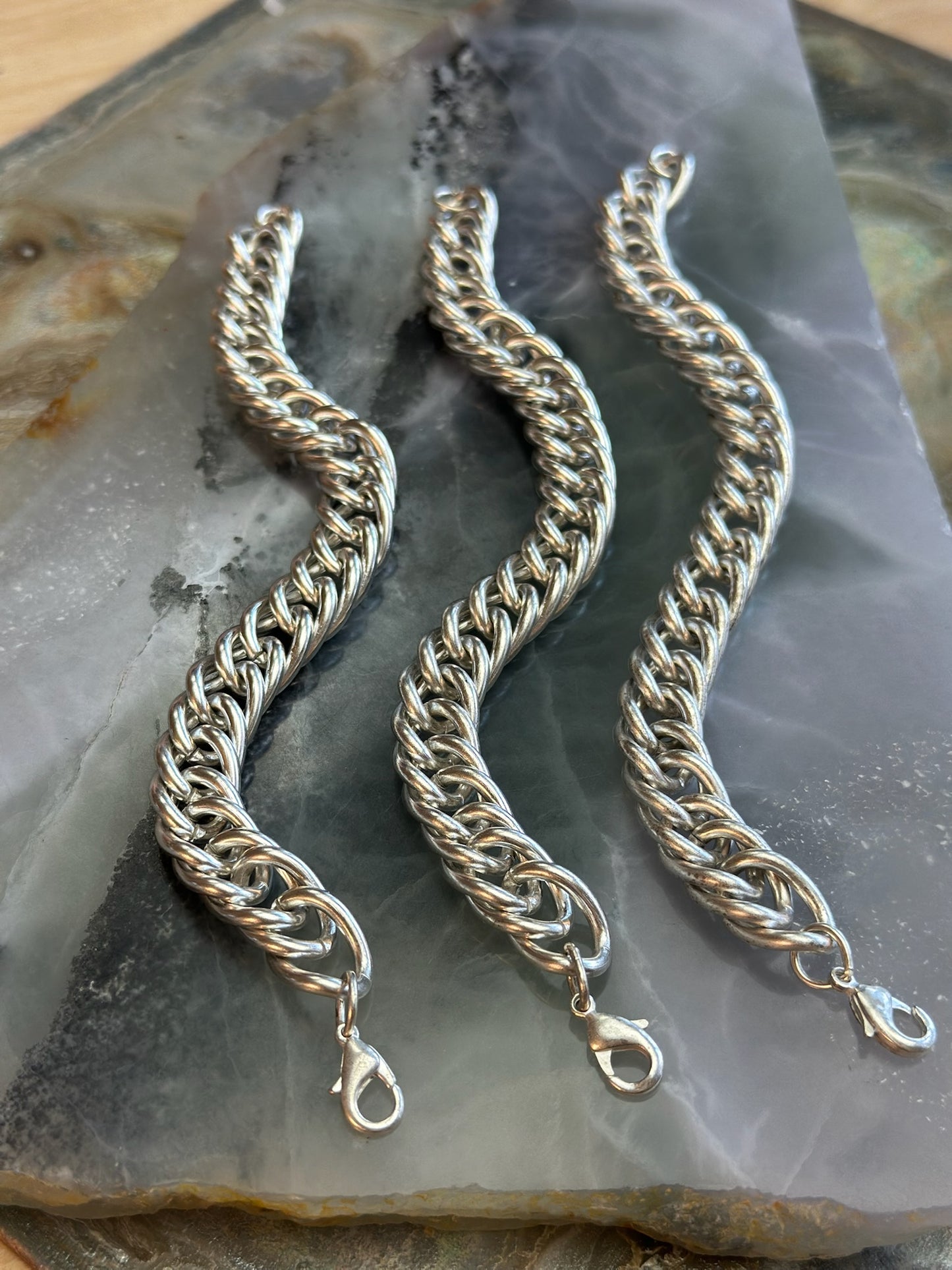 3 pcs Large Sterling PLT Curb Chain - BULK UP - Vintaj Design - 12/23/24